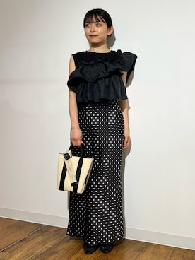 「SENSE OF PLACE by URBAN RESEARCH(センスオブプレイスバイアーバンリサーチ)の異素材ドッキングマルチウェイトップ(タンクトップ、ブラック系)」を使った、あんりさん(レディース・152cm)の夏コーディネート