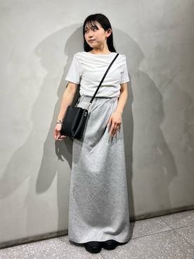 「SENSE OF PLACE by URBAN RESEARCH(センスオブプレイスバイアーバンリサーチ)のシアードレープトップ(半袖)(Tシャツ/カットソー、ホワイト系)」を使った、あんりさん(レディース・152cm)の春コーディネート