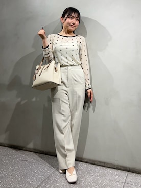 「SENSE OF PLACE by URBAN RESEARCH(センスオブプレイスバイアーバンリサーチ)のモチーフシアーカットトップ(Tシャツ/カットソー、ホワイト系)」を使った、アンリさん(レディース・152cm)の春コーディネート