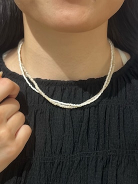 「SMELLY(スメリー)のシェルビーズレイヤードネックレス(ネックレス、ホワイト系)」を使った、あんりさん(レディース・152cm)の夏コーディネート