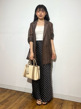 「SENSE OF PLACE by URBAN RESEARCH(センスオブプレイスバイアーバンリサーチ)のサテンアイラインスカート(スカート、ブラック系)」を使った、あんりさん(レディース・152cm)の夏コーディネート