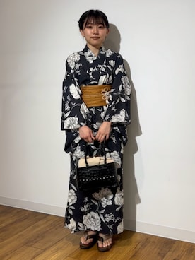 「SENSE OF PLACE by URBAN RESEARCH(センスオブプレイスバイアーバンリサーチ)の『接触冷感/速乾』『WEB/一部店舗限定』ワンピース浴衣4点セットB(浴衣、その他)」を使った、あんりさん(レディース・152cm)の夏コーディネート