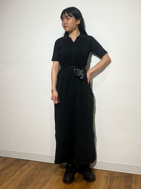 「SENSE OF PLACE by URBAN RESEARCH(センスオブプレイスバイアーバンリサーチ)のコンビカラーポーチツキベルト(ベルト、ブラック系)」を使った、あんりさん(レディース・152cm)の春コーディネート