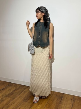 「アイテム（バンダナ/スカーフ）」を使った、アンリさん（レディース・152cm）の夏コーディネート