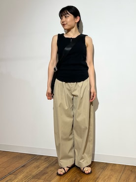 「SENSE OF PLACE by URBAN RESEARCH(センスオブプレイスバイアーバンリサーチ)の2WAYヘンリータンクトップ(タンクトップ、ホワイト系)」を使った、あんりさん(レディース・152cm)の夏コーディネート