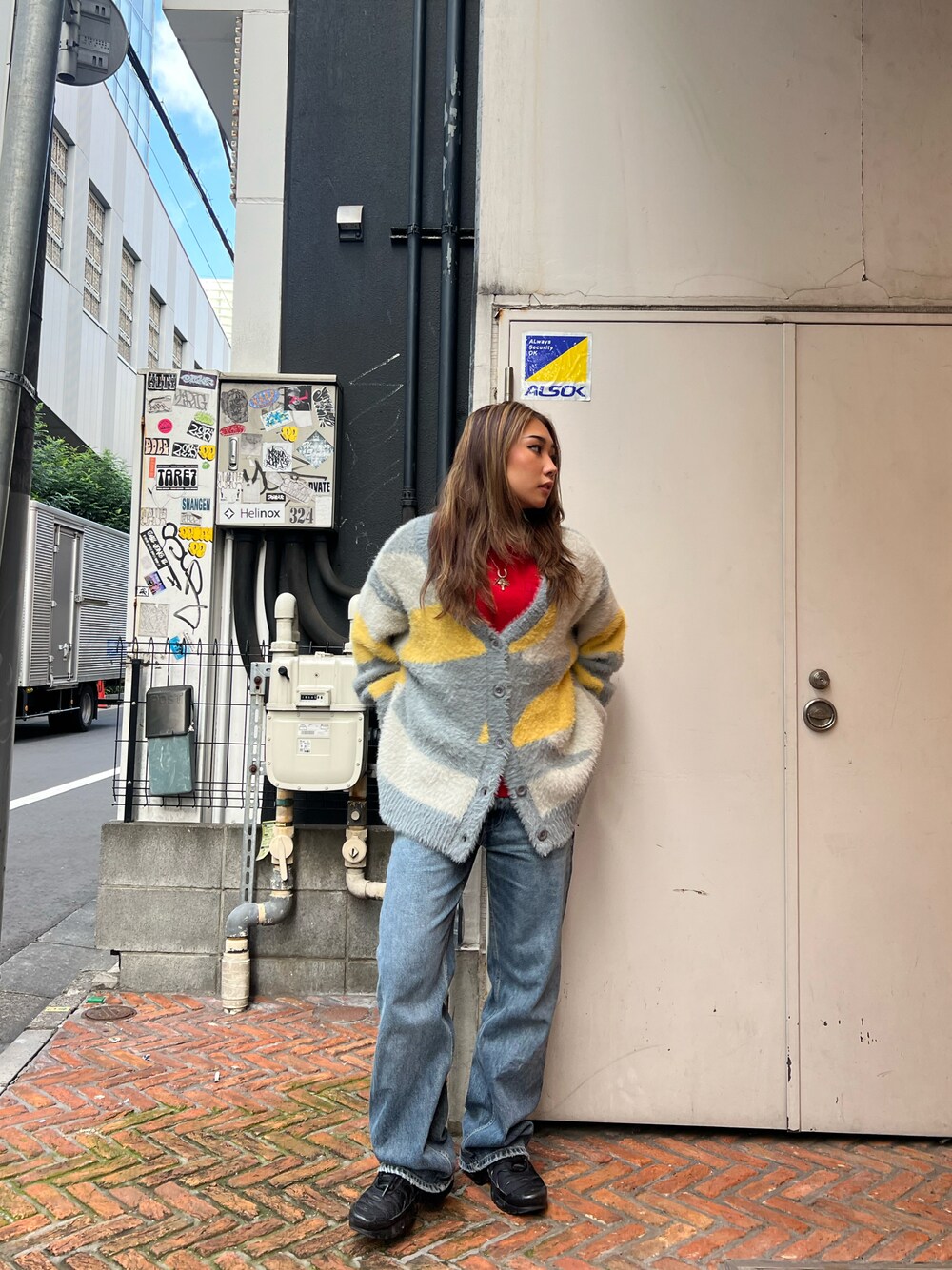 LS COLOR STITCH EMB WAFFLE T-SHIRT/カラーステッチ刺繍