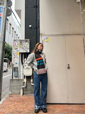 「サッカーマフラー」｜AMI さん（レディース・152cm）の秋コーディネート