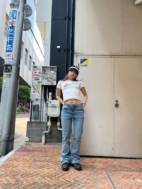 「AVIREX（アヴィレックス）のアイテム（トップス）」を使った、AMI さん（レディース・152cm）の夏コーディネート