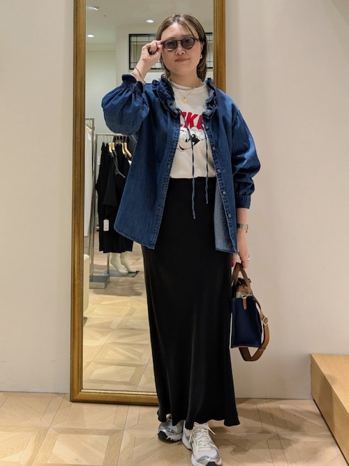 ノーリーズデニムシャツ フリル付き Fサイズ NOLLEY'S｜【追加7回】【RM denim】フリルギャザーデニム