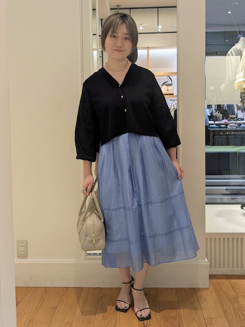 【未使用タグ付き】NOLLEY'S ウォッシャブルタックフレアシアースカート セットアップ対応》ウォッシャブルタックフレアシアースカート