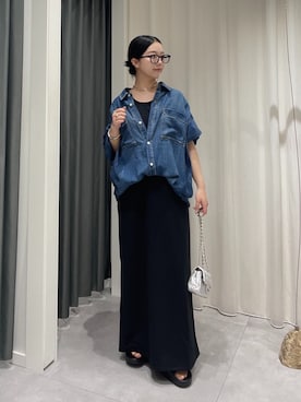 「デニムシャツ」｜madokaさん（レディース・156cm）の夏コーディネート