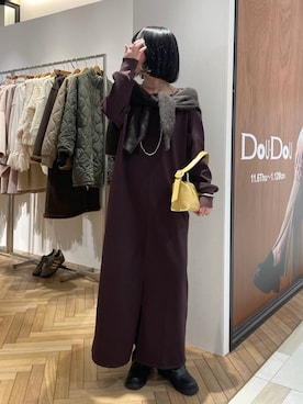 「アイテム（ショルダーバッグ、イエロー系）」を使った、madokaさん（レディース・156cm）の秋コーディネート