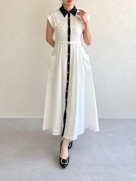 「ORiental TRaffic（オリエンタルトラフィック）の2026春夏新作変形 リボン モチーフ ヒール パンプス /61117（パンプス、ブラック系）」を使った、MISCHMASCH ECさん（レディース・150cm）の春コーディネート
