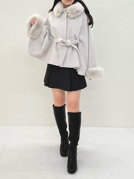 「アイテム（ポンチョ）」を使った、MISCHMASCH ECさん（レディース・160cm）の秋コーディネート