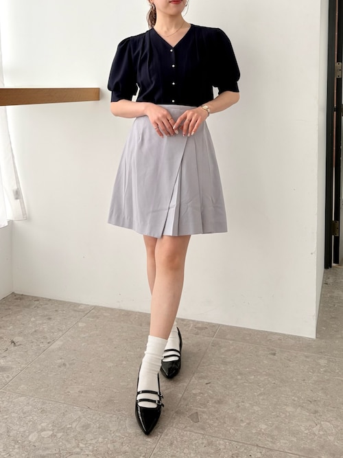 セール】2026春夏新作 ラップタックプリーツミニスカート（スカート
