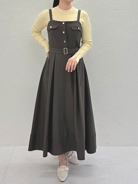 「アイテム（ジャンパースカート、ブラウン系）」を使った、MISCHMASCH ECさん（レディース・160cm）の冬コーディネート
