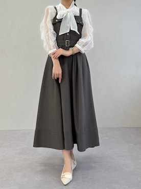 「アイテム（ジャンパースカート、ブラウン系）」を使った、MISCHMASCH ECさん（レディース・160cm）の冬コーディネート