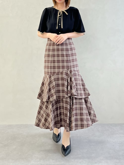 2025秋冬新作 ランダムフレアチェックスカート（スカート）｜MISCH