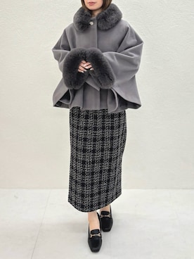 「アイテム（ポンチョ）」を使った、MISCHMASCH ECさん（レディース・158cm）の秋コーディネート