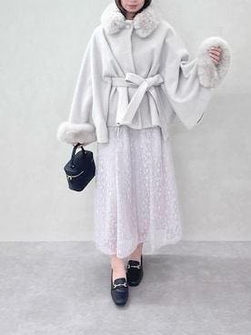 「アイテム（ポンチョ）」を使った、MISCHMASCH ECさん（レディース・158cm）の秋コーディネート