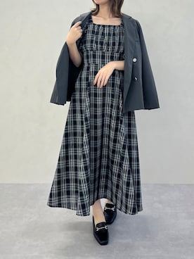 「チェックワンピース」｜MISCHMASCH ECさん（レディース・157cm）の秋コーディネート