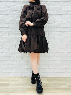 「MISCH MASCH（ミッシュマッシュ）のアイテム（ワンピース/ドレス）」を使った、MISCHMASCH ECさん（レディース・150cm）の冬コーディネート