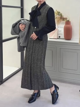 「アイテム（チェスターコート）」を使った、MISCHMASCH ECさん（レディース・150cm）の冬コーディネート