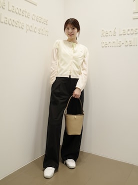 「LACOSTE（ラコステ）のアイテム」を使った、izuさん（レディース・161cm）の春コーディネート