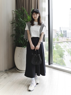 「LACOSTE（ラコステ）のアイテム」を使った、izuさん（レディース・161cm）の夏コーディネート