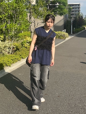 「アイテム（チューブトップ）」を使った、namiさん（レディース・160cm）の秋コーディネート