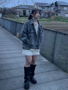 「GRL（グレイル）のアイテム（ブーツ、ブラック系）」を使った、namiさん（レディース・160cm）の春コーディネート