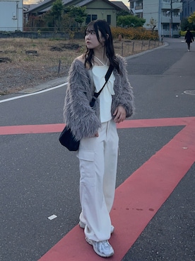 「アイテム（カーゴパンツ）」を使った、namiさん（レディース・160cm）の冬コーディネート