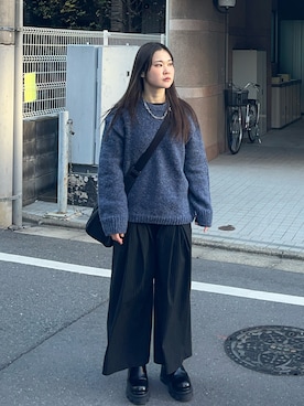 「GU（ジーユー）のアイテム（バッグ）」を使った、namiさん（レディース・160cm）の冬コーディネート