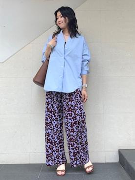 「VELETTO（ベレット）のVELETTO: ポシェット付き 3WAY ワンハンドル バケツ ショルダー バッグ（ショルダーバッグ）」を使った、矢内さん（レディース・161cm）の夏コーディネート