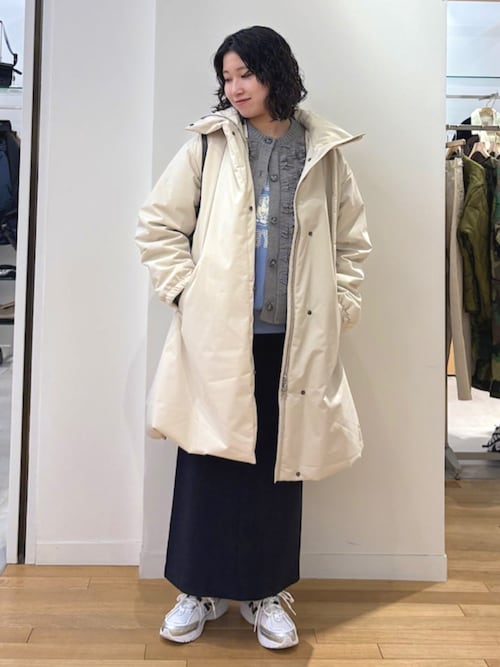 SHIPS any アイボリー フード付きコート シップス エニィ SHIPS any SHIPS any:〈多機能〉中綿 2WAY フーディー