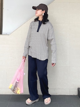 「アイテム（ルームウェア）」を使った、矢内さん（レディース・161cm）の夏コーディネート