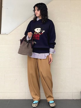 「SHIPS」｜「アイテム（スリッポン）」を使った、矢内さん（レディース・161cm）の秋コーディネート