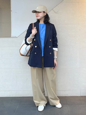 「VARZAR（バザール）のアイテム（キャップ）」を使った、矢内さん（レディース・161cm）の春コーディネート