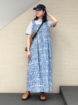 「アイテム（ネックレス、ブラック系）」を使った、矢内さん（レディース・161cm）の夏コーディネート