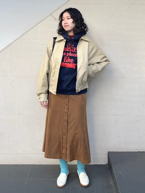 セール】SHIPS any: ポリエステル スエード フロント ボタン Aライン