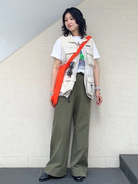「蛍光カラー」｜矢内さん（レディース・161cm）の夏コーディネート