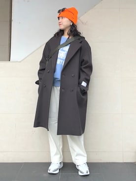 「アイテム（チェスターコート）」を使った、矢内さん（レディース・161cm）の秋コーディネート