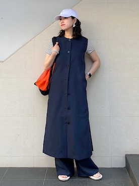 「PETIT BATEAU（プチバトー）のアイテム」を使った、矢内さん（レディース・161cm）の春コーディネート