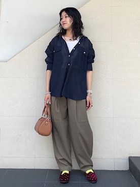 「PETIT BATEAU（プチバトー）のアイテム」を使った、矢内さん（レディース・161cm）の夏コーディネート