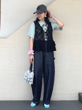 「SCREEN STARS（スクリーンスターズ）のアイテム」を使った、矢内さん（レディース・161cm）の夏コーディネート