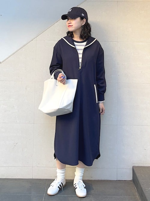 SHIPS any:〈洗濯機可能〉セーラーカラー 配色 ジップ ワンピース