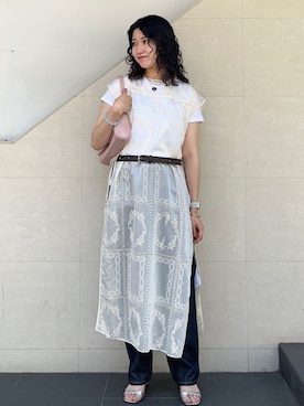 「PETIT BATEAU（プチバトー）のアイテム」を使った、矢内さん（レディース・161cm）の夏コーディネート