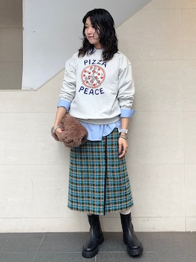 「SHIPS」｜「アイテム（スウェット）」を使った、矢内さん（レディース・161cm）の秋コーディネート