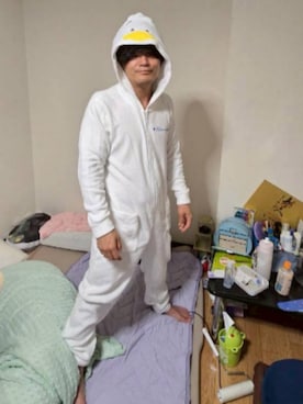 「アイテム（オールインワン・サロペット）」を使った、こうたとペックルさん（メンズ・162cm）の秋コーディネート