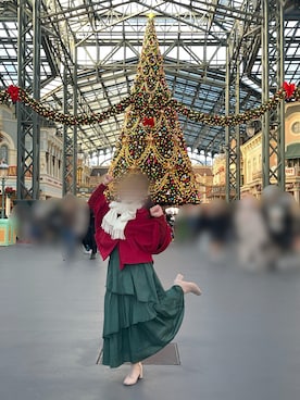 「アイテム（ポンチョ）」を使った、よこみさん（レディース・153cm）の冬コーディネート